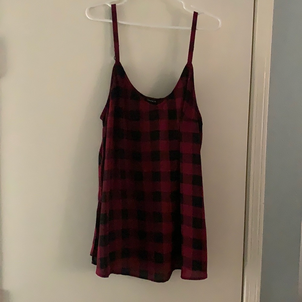 Torrid Red and black checked blouse